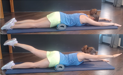Ejercicio de elevación brazo-pierna tumbado