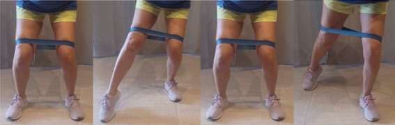 Ejercicio de toque anterior y posterior con banda en muslo drjordijimenez