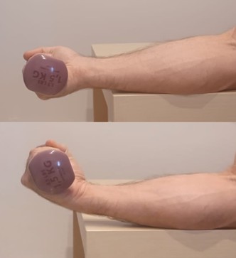 Ejercicio de flexión muñeca con pesa drjordijimenez
